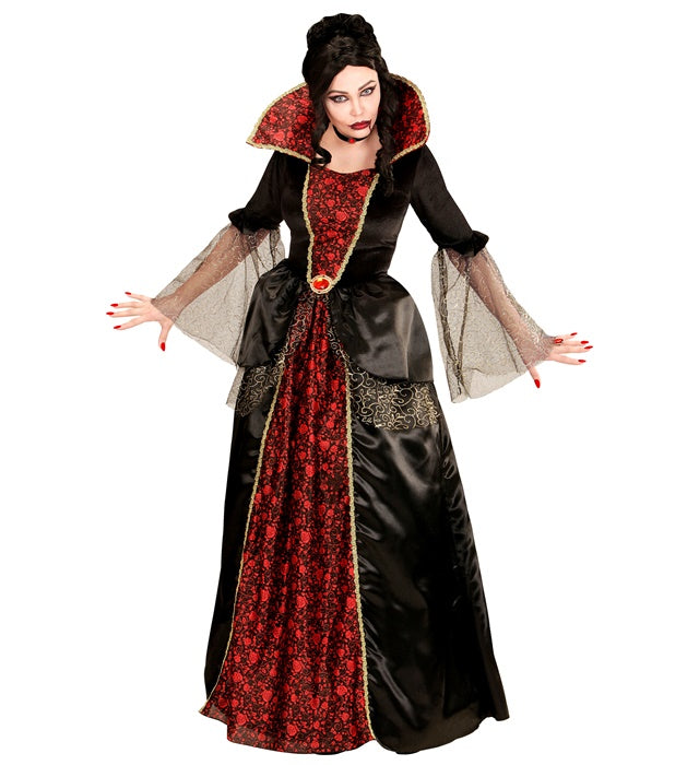 Schwarzes Vampirin Kleid mit Reifunterrock ideal für Fasnacht und Halloween