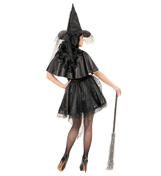 Hexen-Kostüm Set mit Kleid, Umhang und spitzem Hut für Fasnacht
