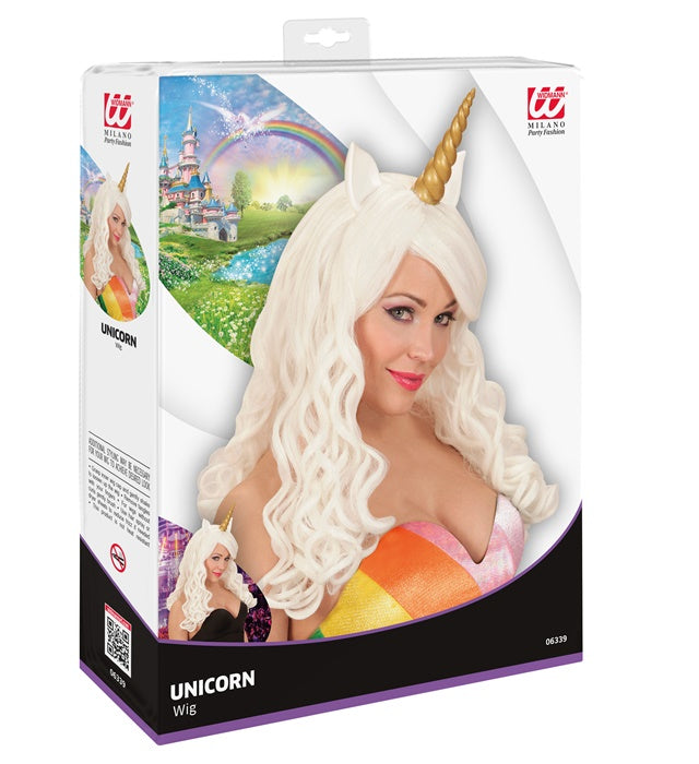 Kinder Einhornperücke mit bunten Farben in farbiger Box