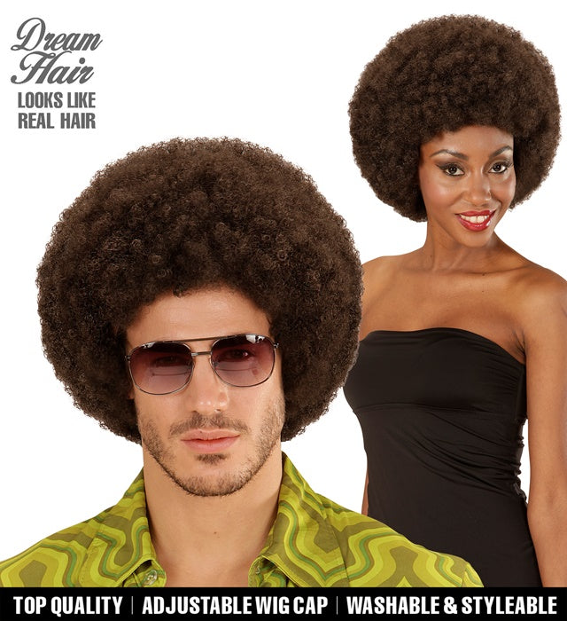Bunte Afro-Perücke mit voluminösen Locken in Dream Hair Qualität in farbiger Box