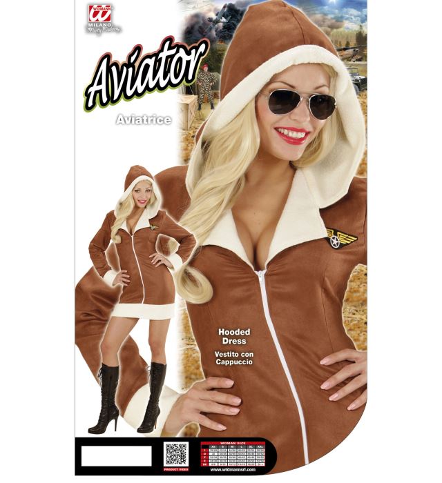 Fliegerin Kostümkleid mit Kapuze in stilvollem Design für Fasnacht
