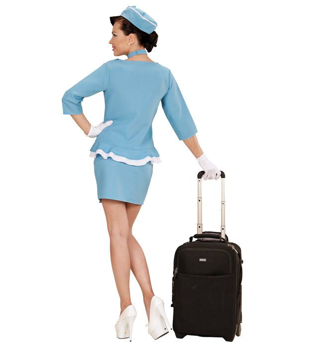 Retro Hostess Kostüm bestehend aus Jacke, Hose, Krawatte und Mütze