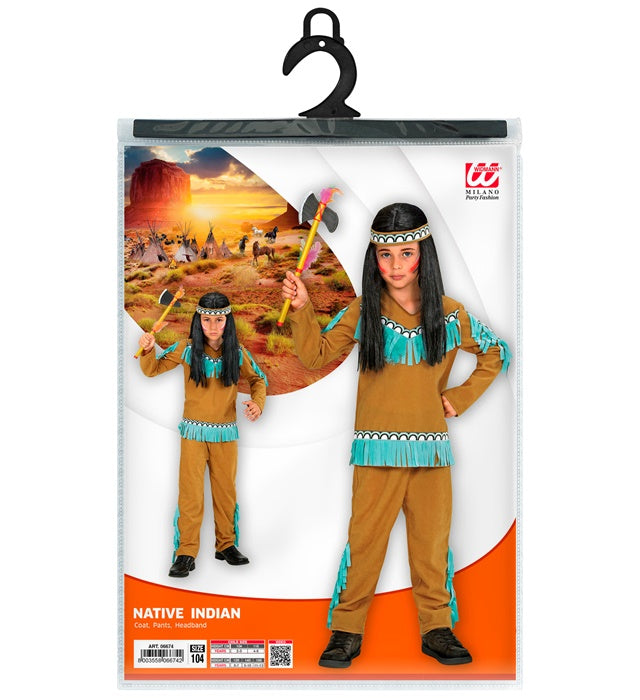 Indianer-Kostüm mit Oberteil, Hose und Stirnband für Fasnacht