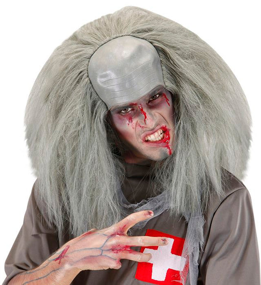 Zombie Halbglatze mit Haar als gruseliges Halloween-Kostümzubehör