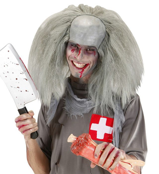 Zombie Halbglatze mit Haar als gruseliges Halloween-Kostümzubehör