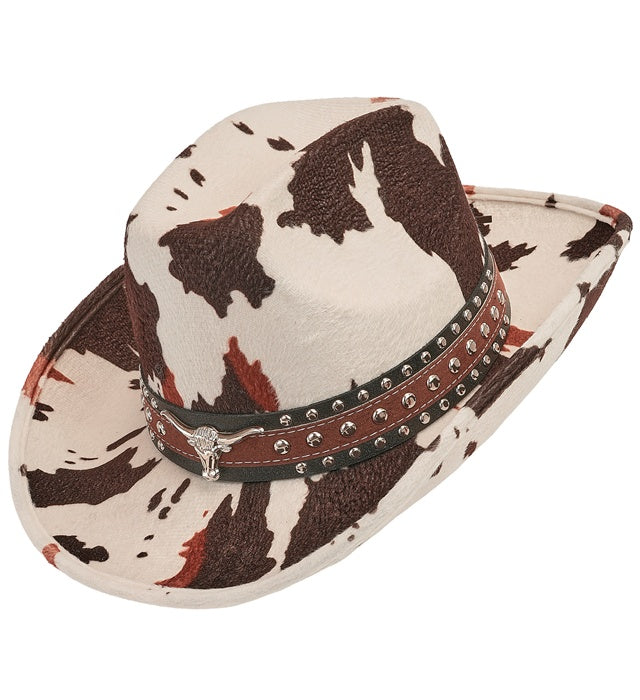 Cowboyhut Montana mit Kuhmuster für Fasnacht und Mottopartys
