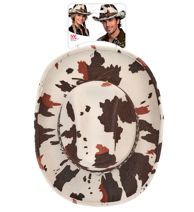 Cowboyhut Montana mit Kuhmuster für Fasnacht und Mottopartys