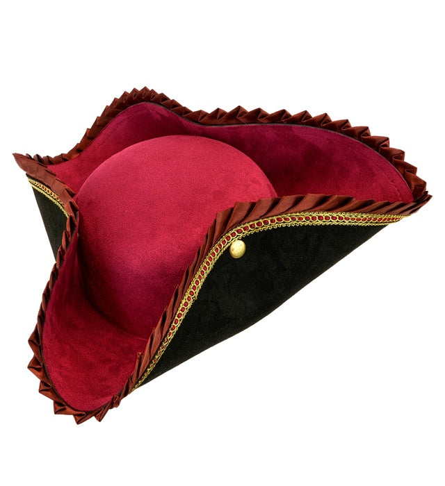 Dreispitz Deluxe Hut in Schwarz und Weinrot für Fasnacht