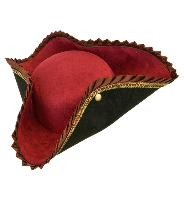 Dreispitz Deluxe Hut in Schwarz und Weinrot für Fasnacht