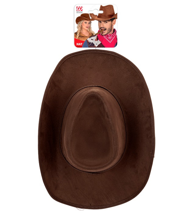 Brauner Cowboyhut aus Wildlederoptik für Fasnacht und Karneval