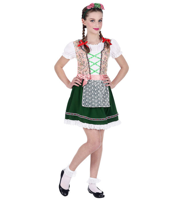 Bayerin Dirndl Kostüm mit passendem Haarreif für Fasnacht und Karneval