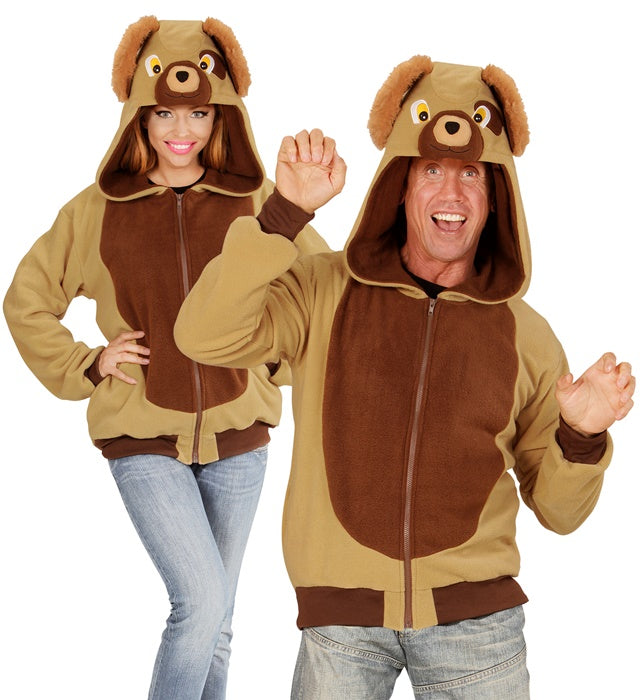 Fleecejacke mit Kapuze im Hundedesign – bequemes Kostüm für Fasnacht