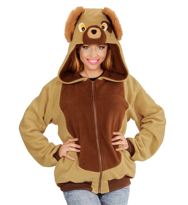 Fleecejacke mit Kapuze im Hundedesign – bequemes Kostüm für Fasnacht