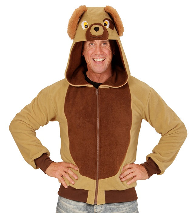 Fleecejacke mit Kapuze im Hundedesign – bequemes Kostüm für Fasnacht