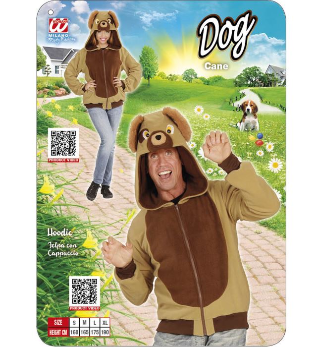 Fleecejacke mit Kapuze im Hundedesign – bequemes Kostüm für Fasnacht