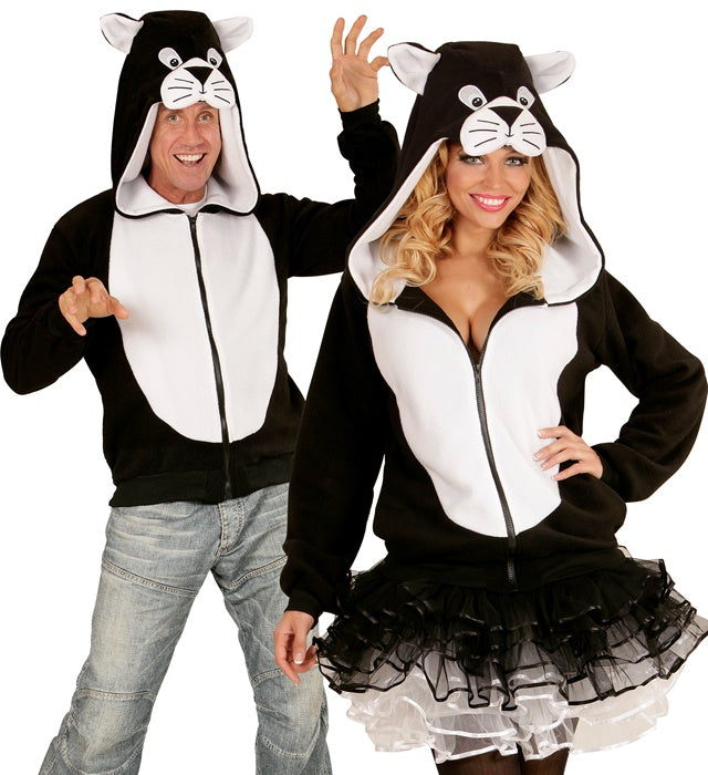 Fleecejacke mit Kapuze und Katzenohren für Fasnacht-Kostüm