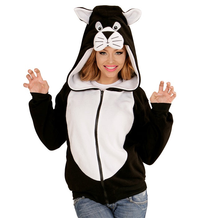 Fleecejacke mit Kapuze und Katzenohren für Fasnacht-Kostüm
