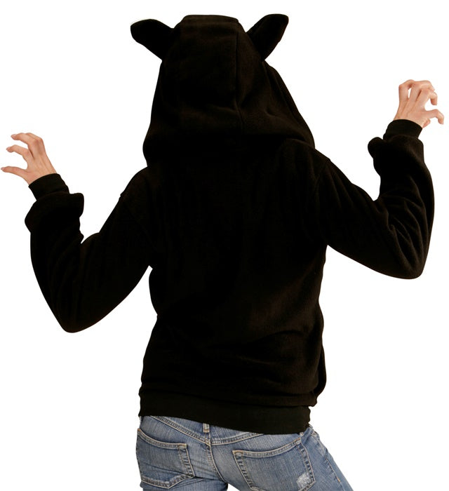 Fleecejacke mit Kapuze und Katzenohren für Fasnacht-Kostüm