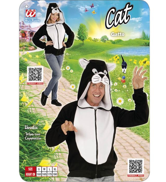Fleecejacke mit Kapuze und Katzenohren für Fasnacht-Kostüm