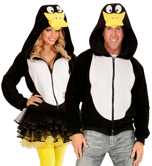 Gelbe Fleecejacke mit Kapuze im Enten-Kostüm für Fasnacht und Karneval