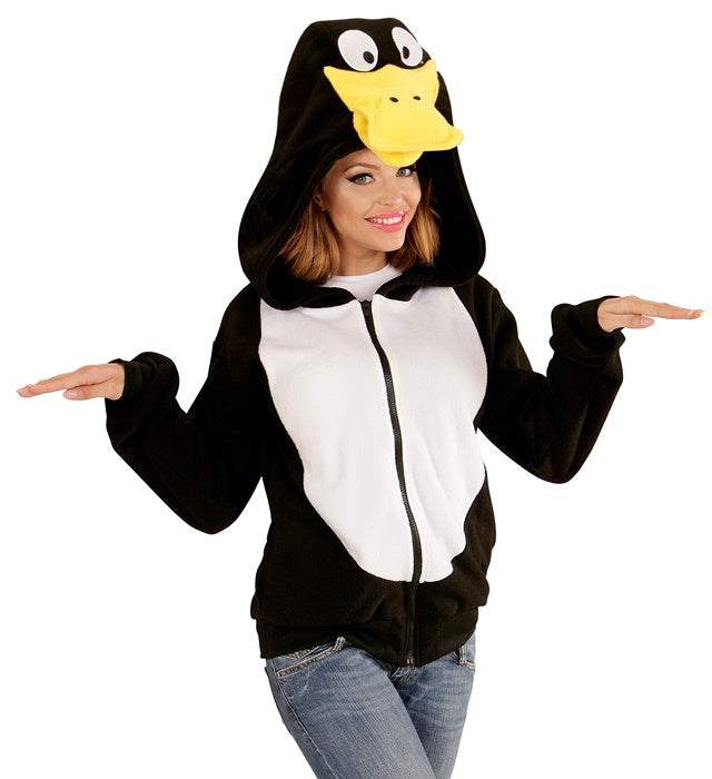 Gelbe Fleecejacke mit Kapuze im Enten-Kostüm für Fasnacht und Karneval