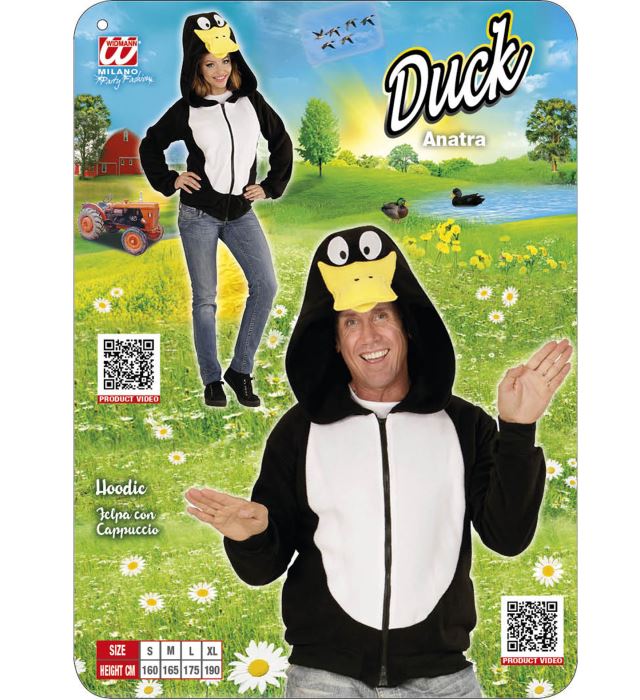 Gelbe Fleecejacke mit Kapuze im Enten-Kostüm für Fasnacht und Karneval