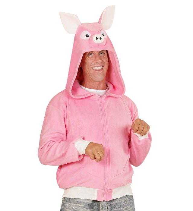 Fleecejacke mit Schweine-Kapuze für Fasnacht-Kostüm