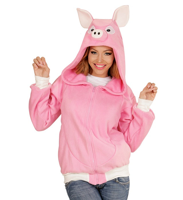 Fleecejacke mit Schweine-Kapuze für Fasnacht-Kostüm