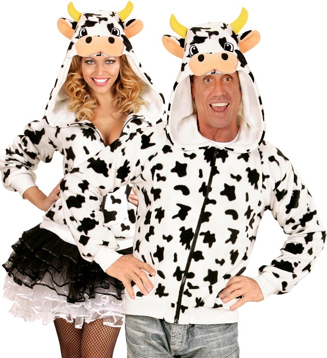 Kuh Fleecejacke mit Kapuze für Fasnacht und Karneval