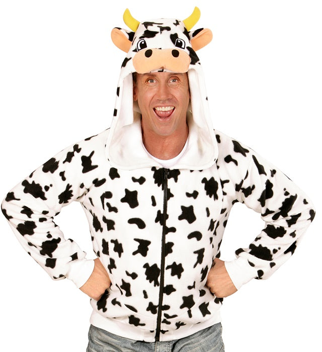 Kuh Fleecejacke mit Kapuze für Fasnacht und Karneval