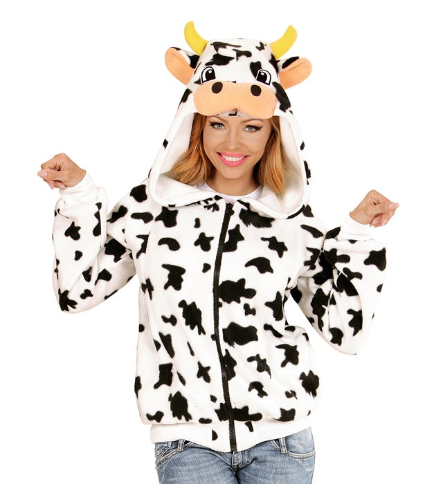 Kuh Fleecejacke mit Kapuze für Fasnacht und Karneval