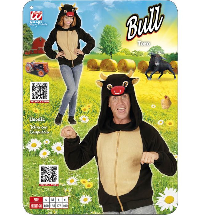 Stier Fleecejacke mit Kapuze und Hörnern, warmes Kostümzubehör für Fasnacht