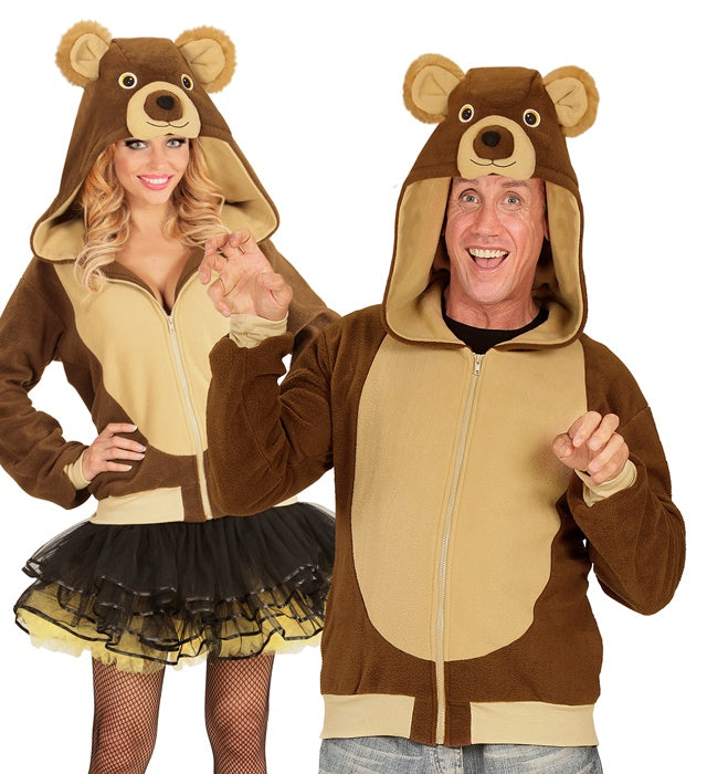 Flauschige Bär Fleecejacke mit Kapuze für Fasnacht Kostüm