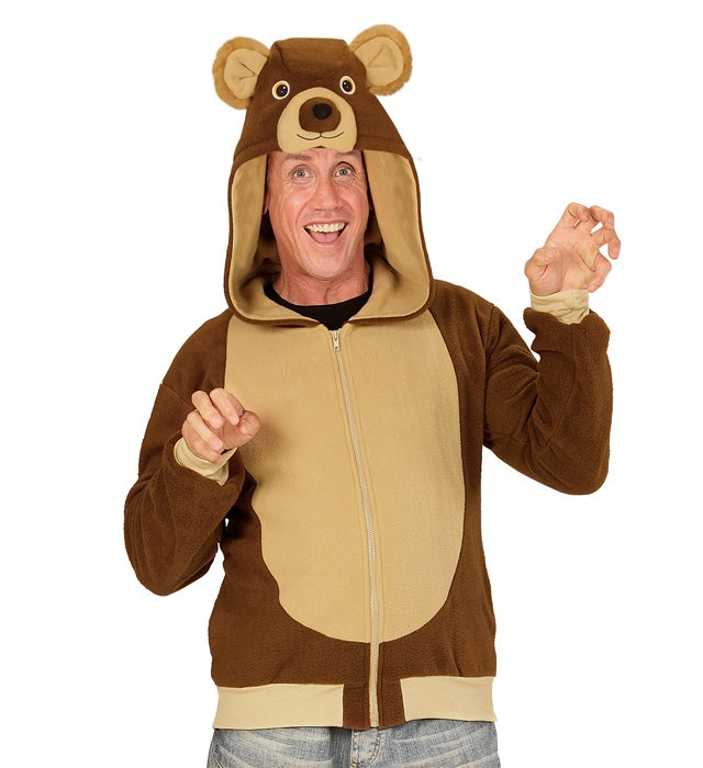 Flauschige Bär Fleecejacke mit Kapuze für Fasnacht Kostüm