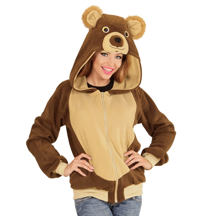 Flauschige Bär Fleecejacke mit Kapuze für Fasnacht Kostüm