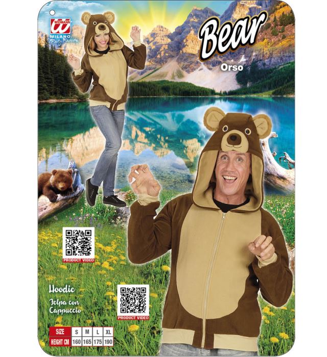 Flauschige Bär Fleecejacke mit Kapuze für Fasnacht Kostüm
