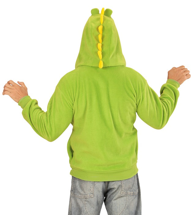 Krokodil Fleecejacke mit Kapuze in grün für Fasnacht und Karneval