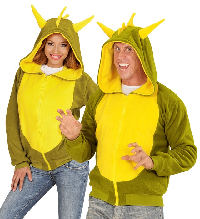 Fleecejacke mit Kapuze im Drachen-Design für Fasnacht und Karneval