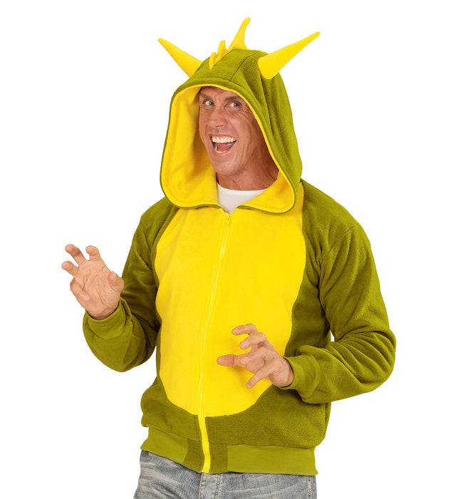 Fleecejacke mit Kapuze im Drachen-Design für Fasnacht und Karneval