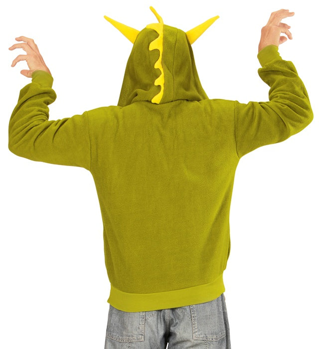 Fleecejacke mit Kapuze im Drachen-Design für Fasnacht und Karneval