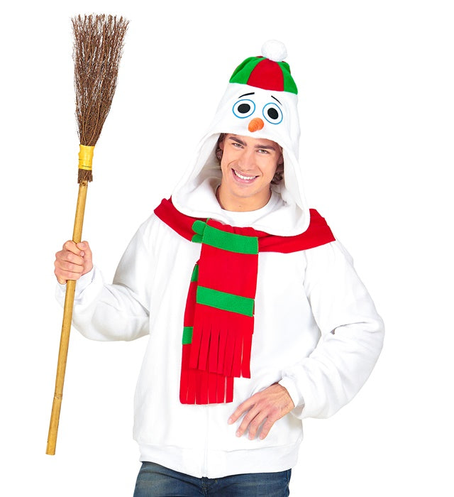 Schneemann Strickjacke mit Kapuze in weisser Winteroptik