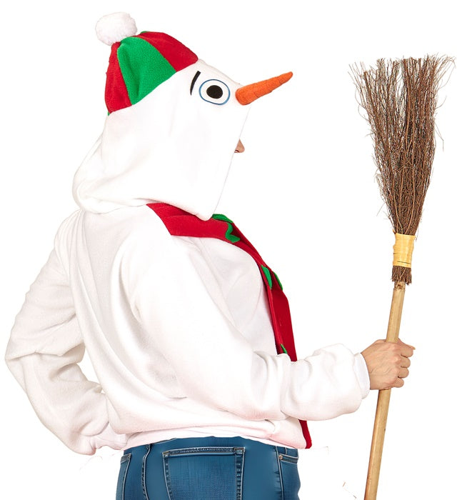 Schneemann Strickjacke mit Kapuze in weisser Winteroptik