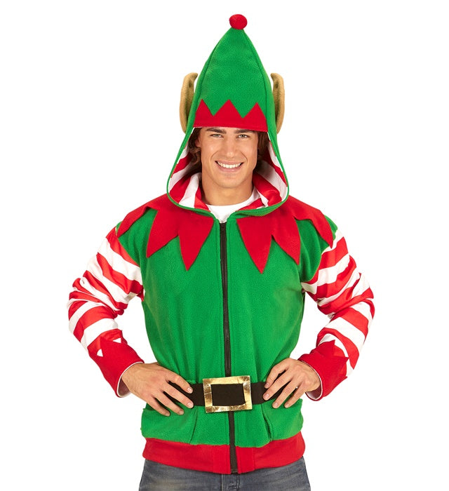 Santa's kleine Helfer Strickjacke mit Kapuze in rot für Fasnacht und Weihnachtskostüm