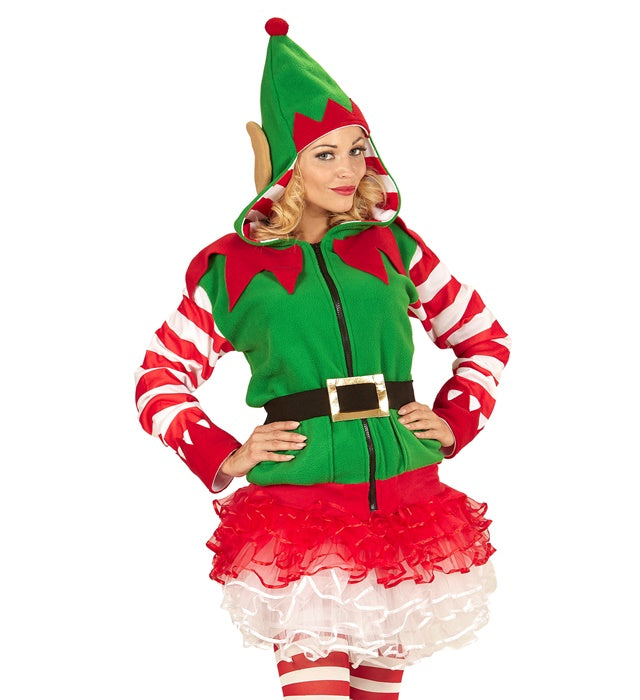 Santa's kleine Helfer Strickjacke mit Kapuze in rot für Fasnacht und Weihnachtskostüm