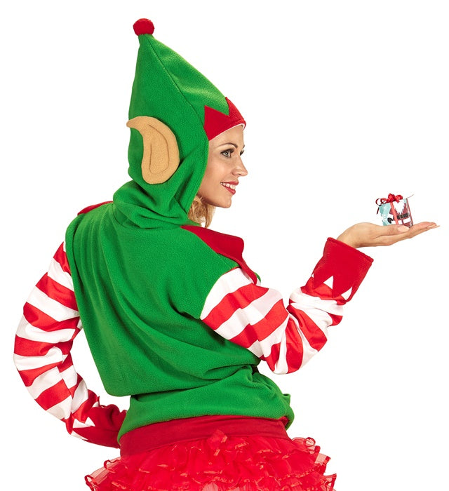 Santa's kleine Helfer Strickjacke mit Kapuze in rot für Fasnacht und Weihnachtskostüm