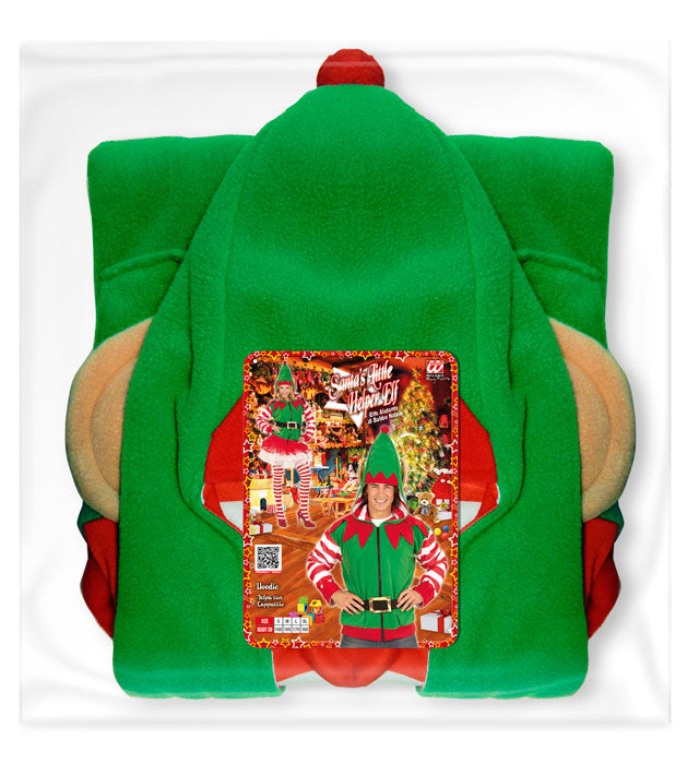 Santa's kleine Helfer Strickjacke mit Kapuze in rot für Fasnacht und Weihnachtskostüm