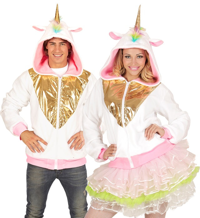 Einhorn Fantasy Strickjacke mit Kapuze in kuscheligem Design für Fasnacht und Karneval