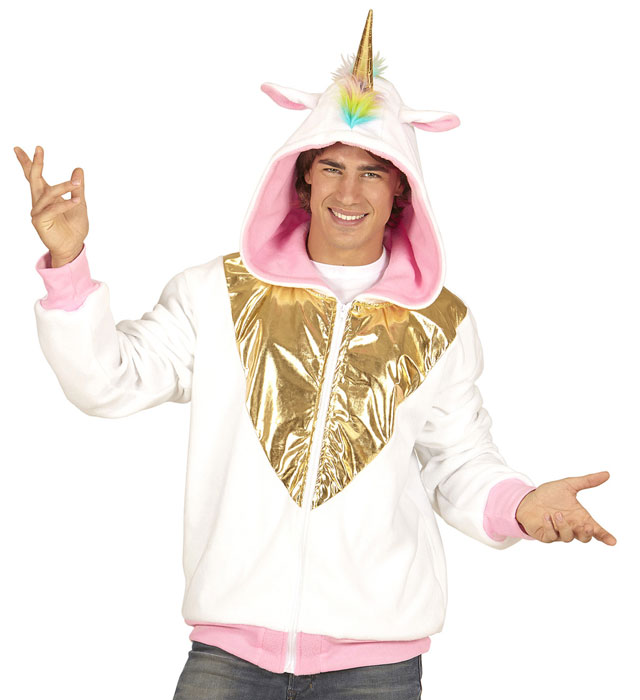 Einhorn Fantasy Strickjacke mit Kapuze in kuscheligem Design für Fasnacht und Karneval