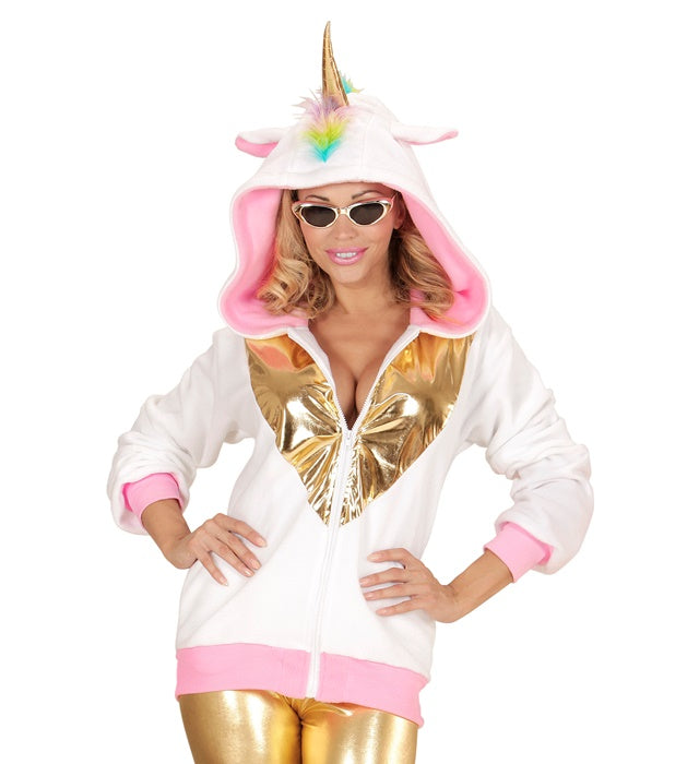 Einhorn Fantasy Strickjacke mit Kapuze in kuscheligem Design für Fasnacht und Karneval