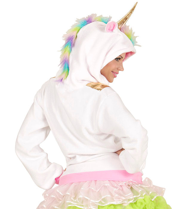 Einhorn Fantasy Strickjacke mit Kapuze in kuscheligem Design für Fasnacht und Karneval
